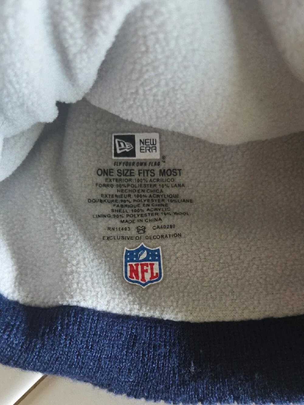 NFL New Era Navy & White Fleece-Lined Beanie
